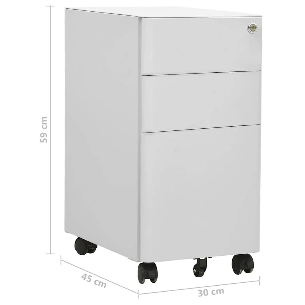 Mobile File Cabinet Steel 3 Drawer Grey 30x45x59cm