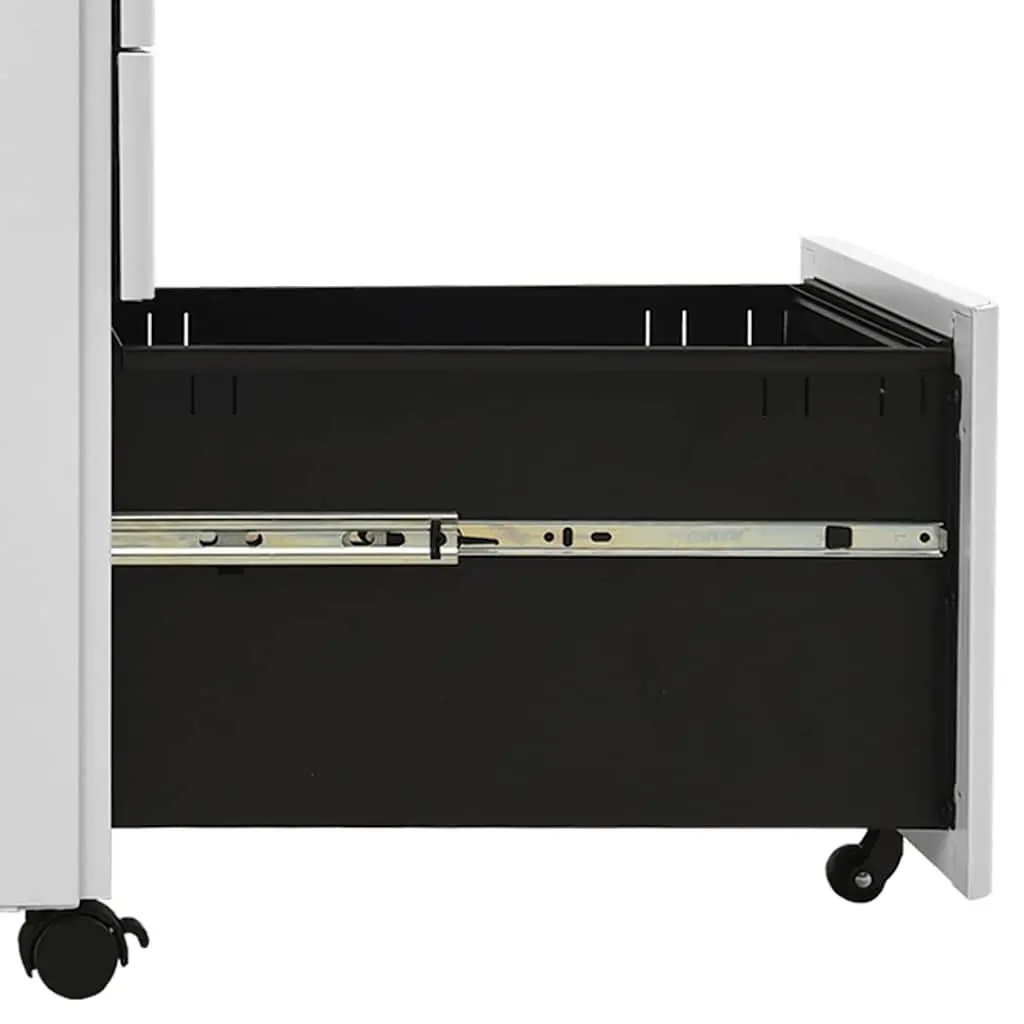 Mobile File Cabinet Steel 3 Drawer Grey 30x45x59cm