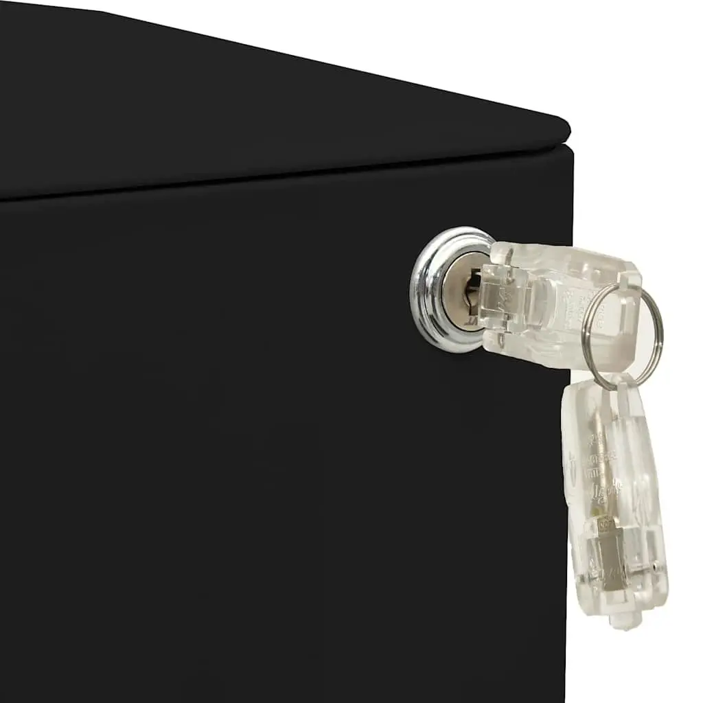 Mobile File Cabinet Steel 3 Drawer Black