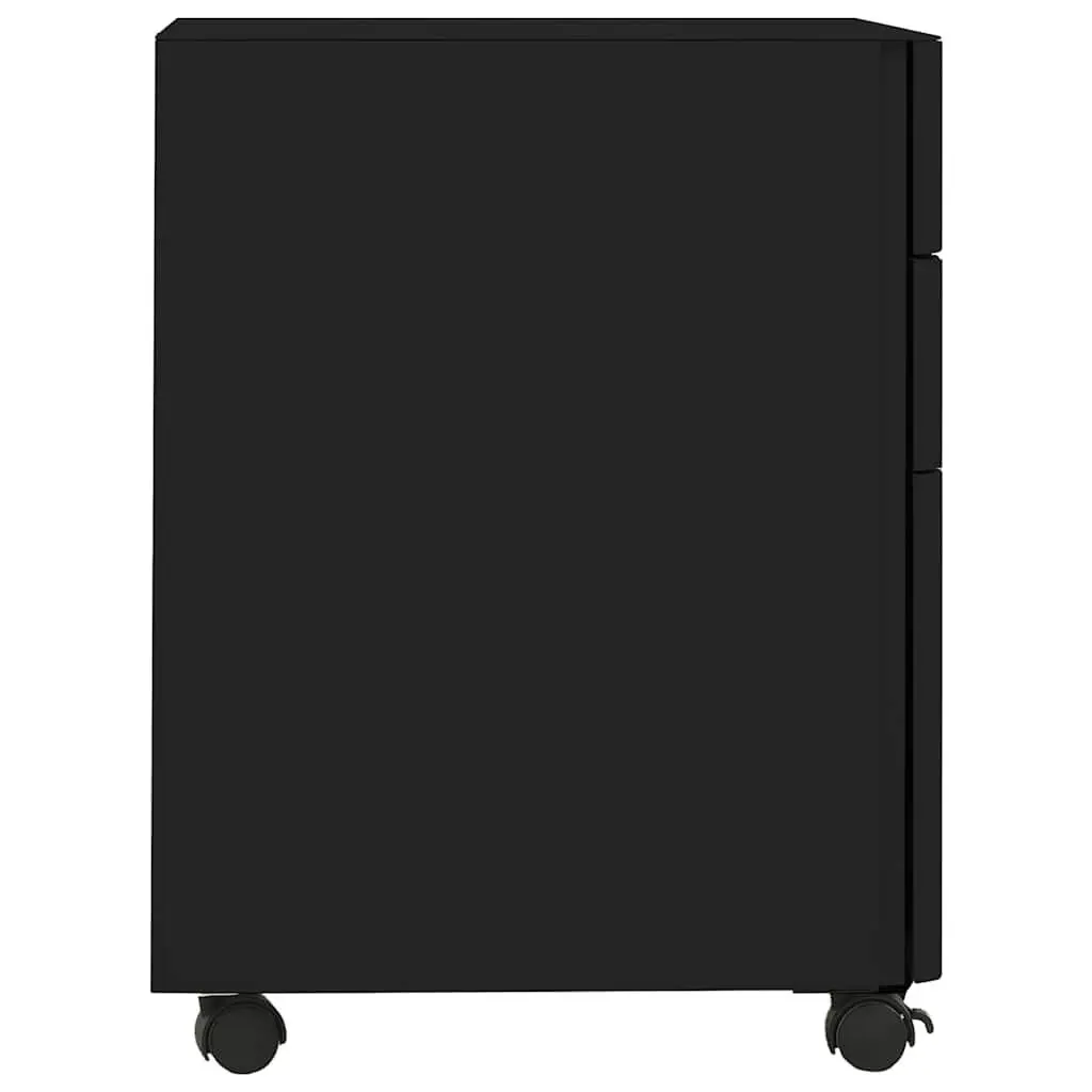 Mobile File Cabinet Steel 3 Drawer Black
