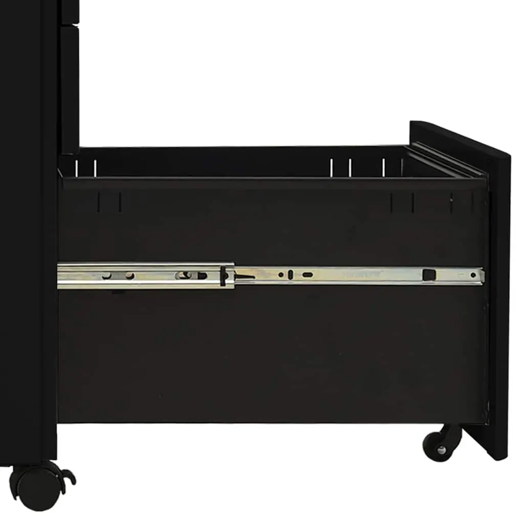 Mobile File Cabinet Steel 3 Drawer Black