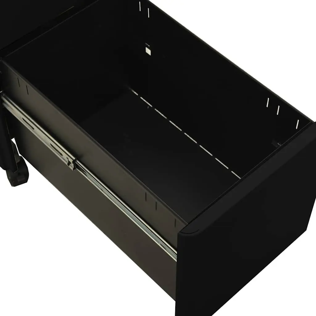 Mobile File Cabinet Steel 3 Drawer Black
