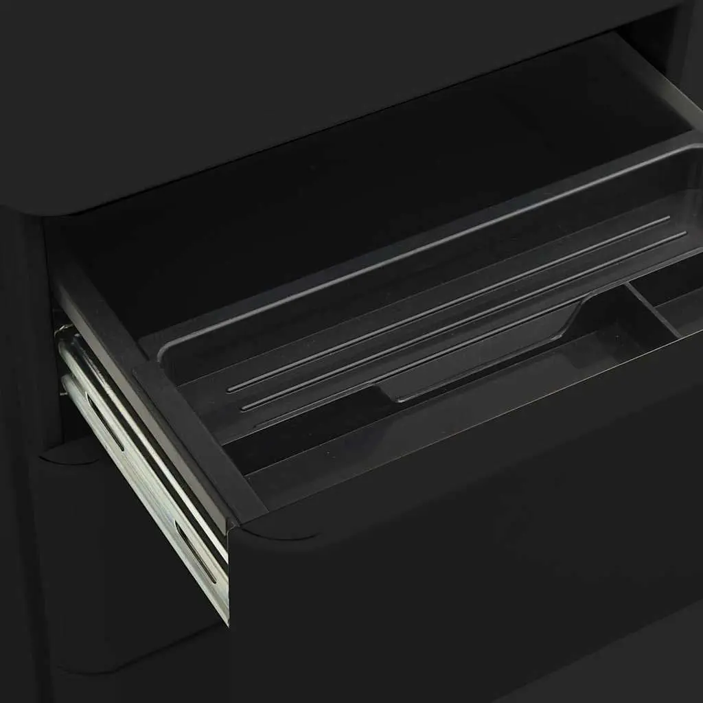Mobile File Cabinet Steel 3 Drawer Black