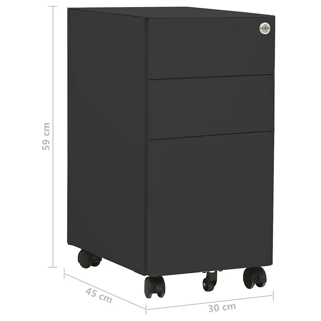 Steel Mobile File Cabinet with 3 Drawers