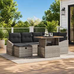 7 Piece Grey Rattan Outdoor Sofa Set for Modern Gardens