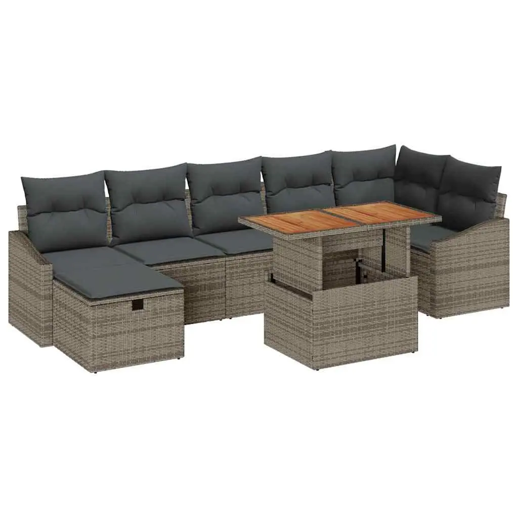 8-Piece Grey Modular Garden Sofa Set for Outdoor Relaxation