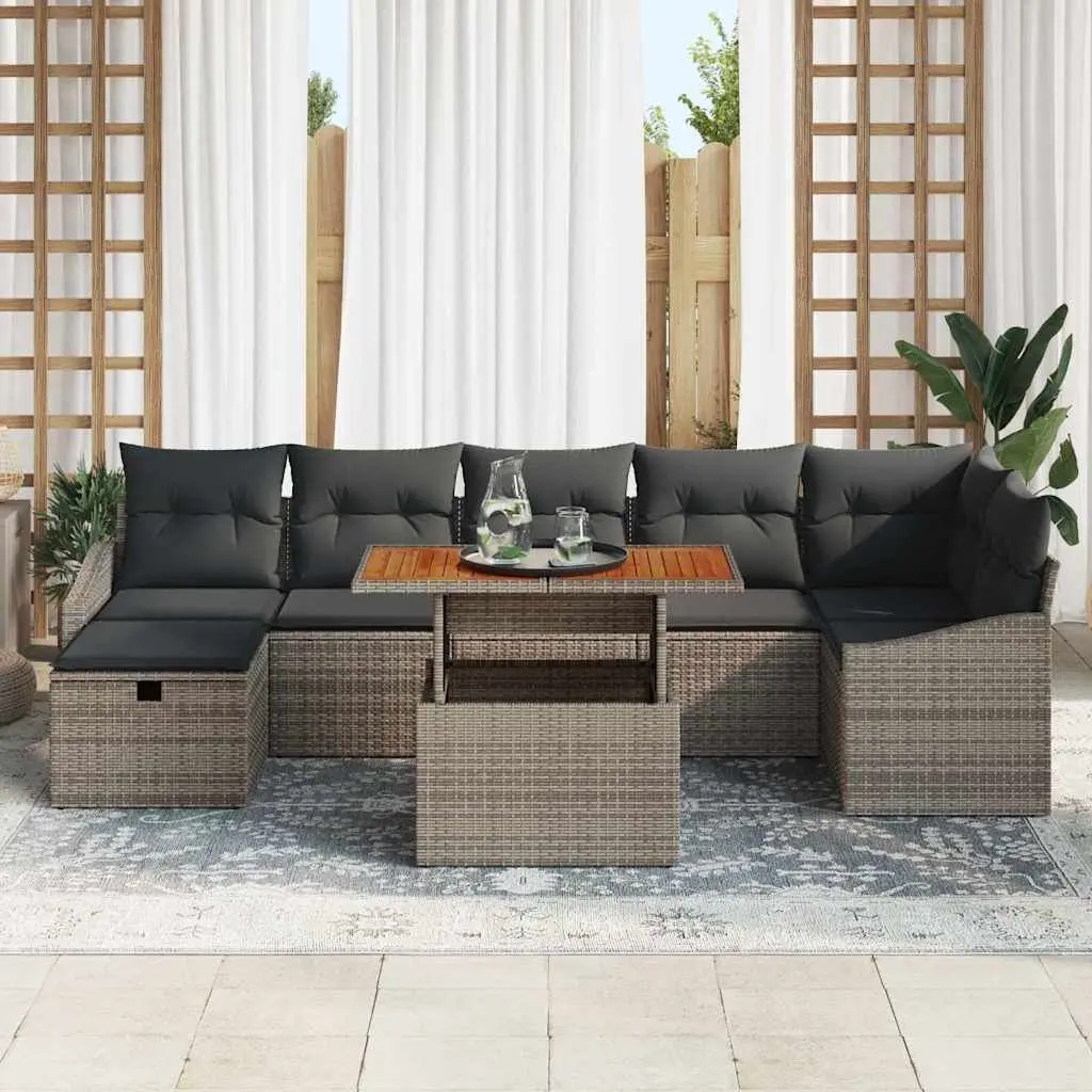 8-Piece Grey Modular Garden Sofa Set for Outdoor Relaxation