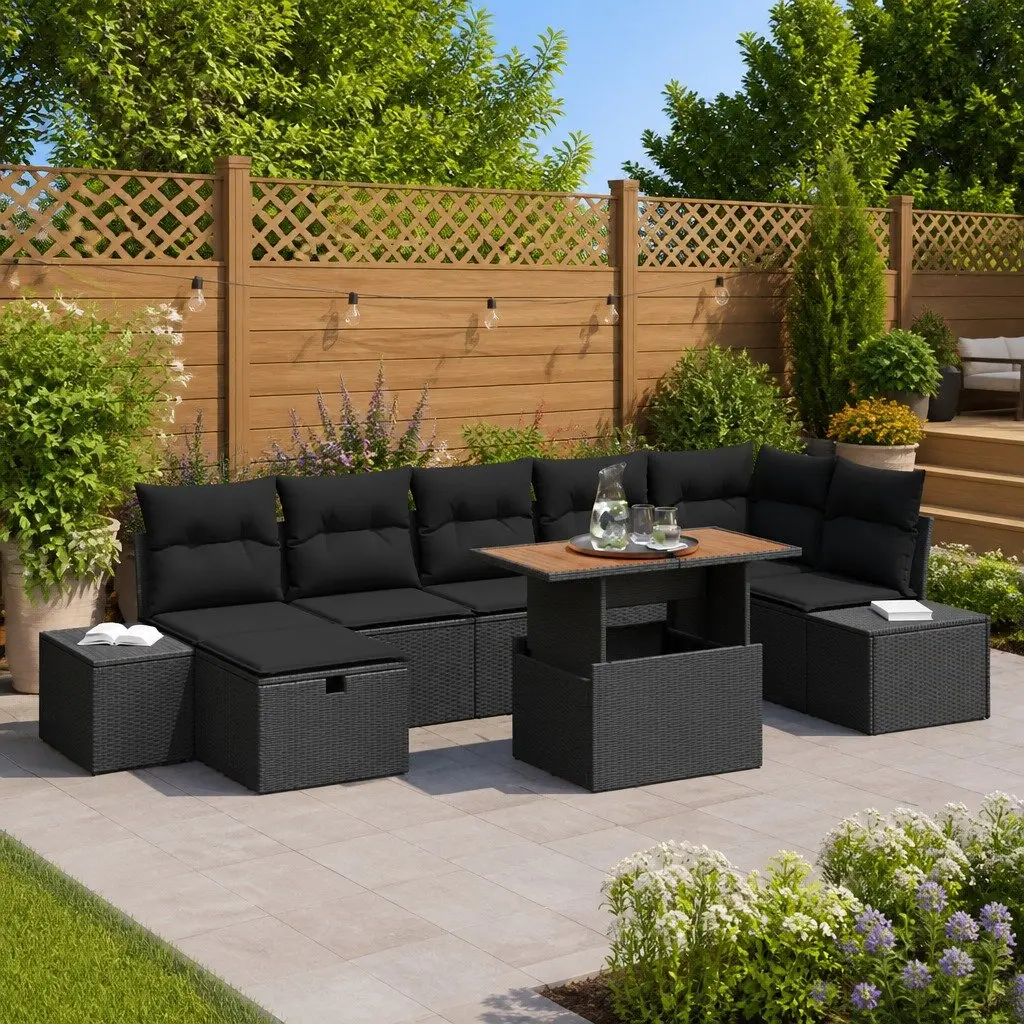 8-Piece Modular Outdoor Sofa Set with Adjustable Table