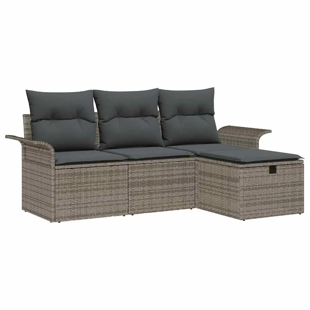 Modular Rattan Sofa Set with Cushions and Storage