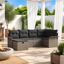 Stylish Brown Poly Rattan Garden Sofa Set with Storage
