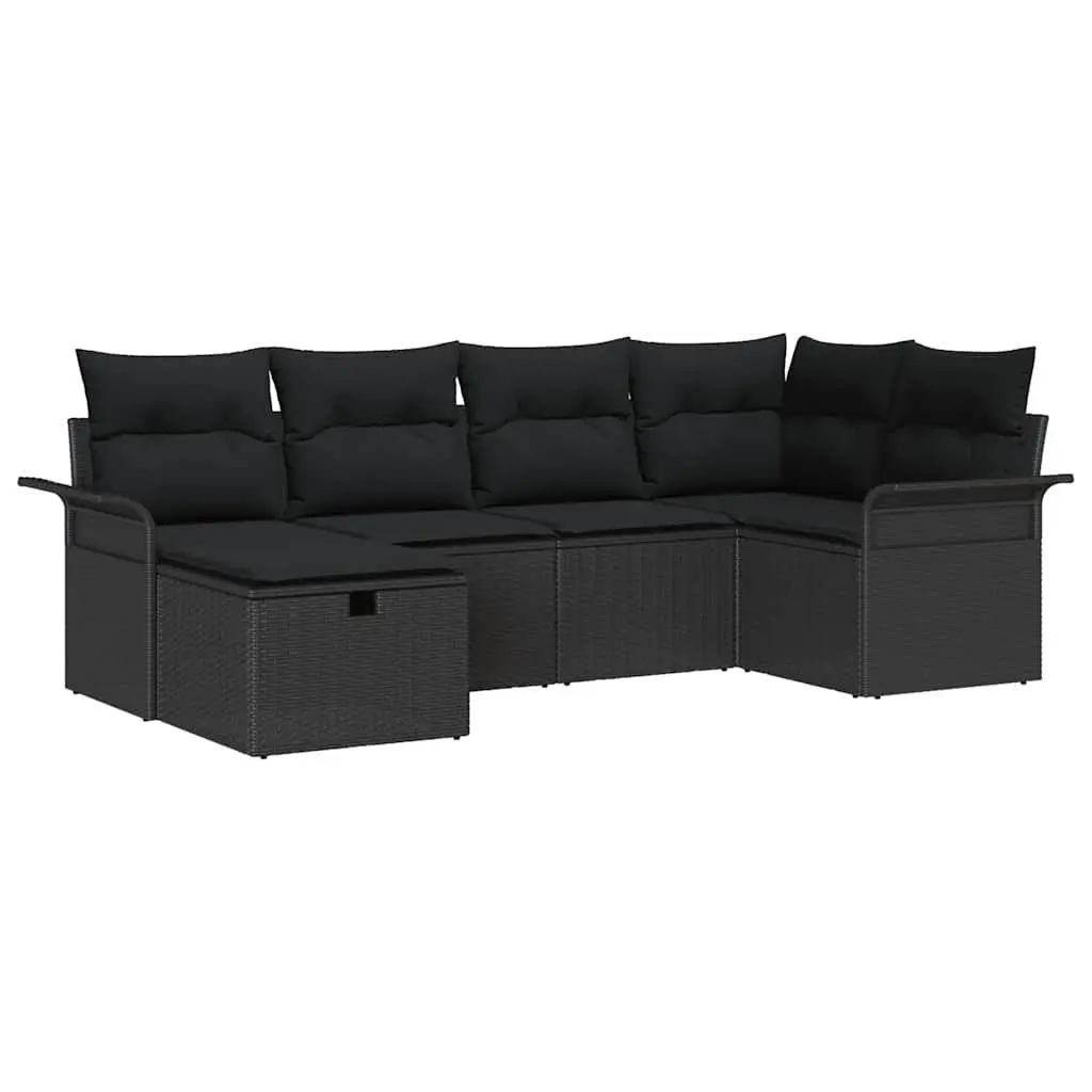 Grey Poly Rattan Garden Sofa Set 6 Pieces