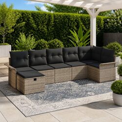 Stylish 7-Piece Modular Garden Sofa Set with Cushions