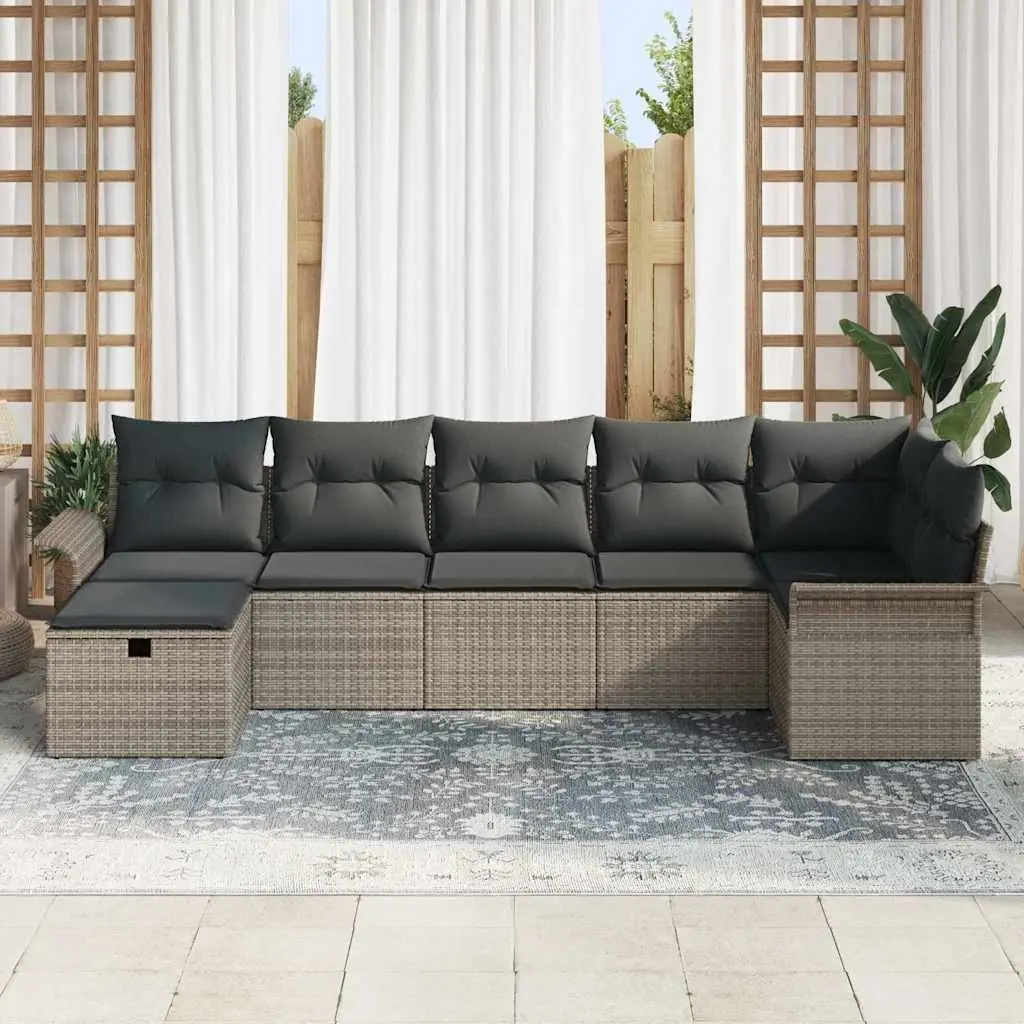 7-Piece Modular Garden Sofa Set with Cushions