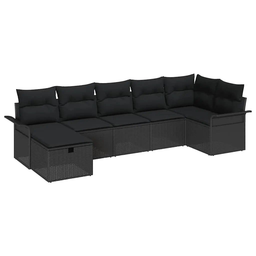 Garden Sofa Set Poly Rattan 7 Pieces Modular Outdoor Furniture Beige