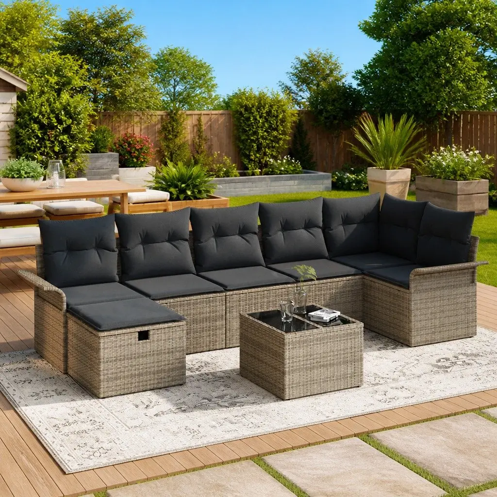 8-Piece Modular Garden Sofa Set with Cushions