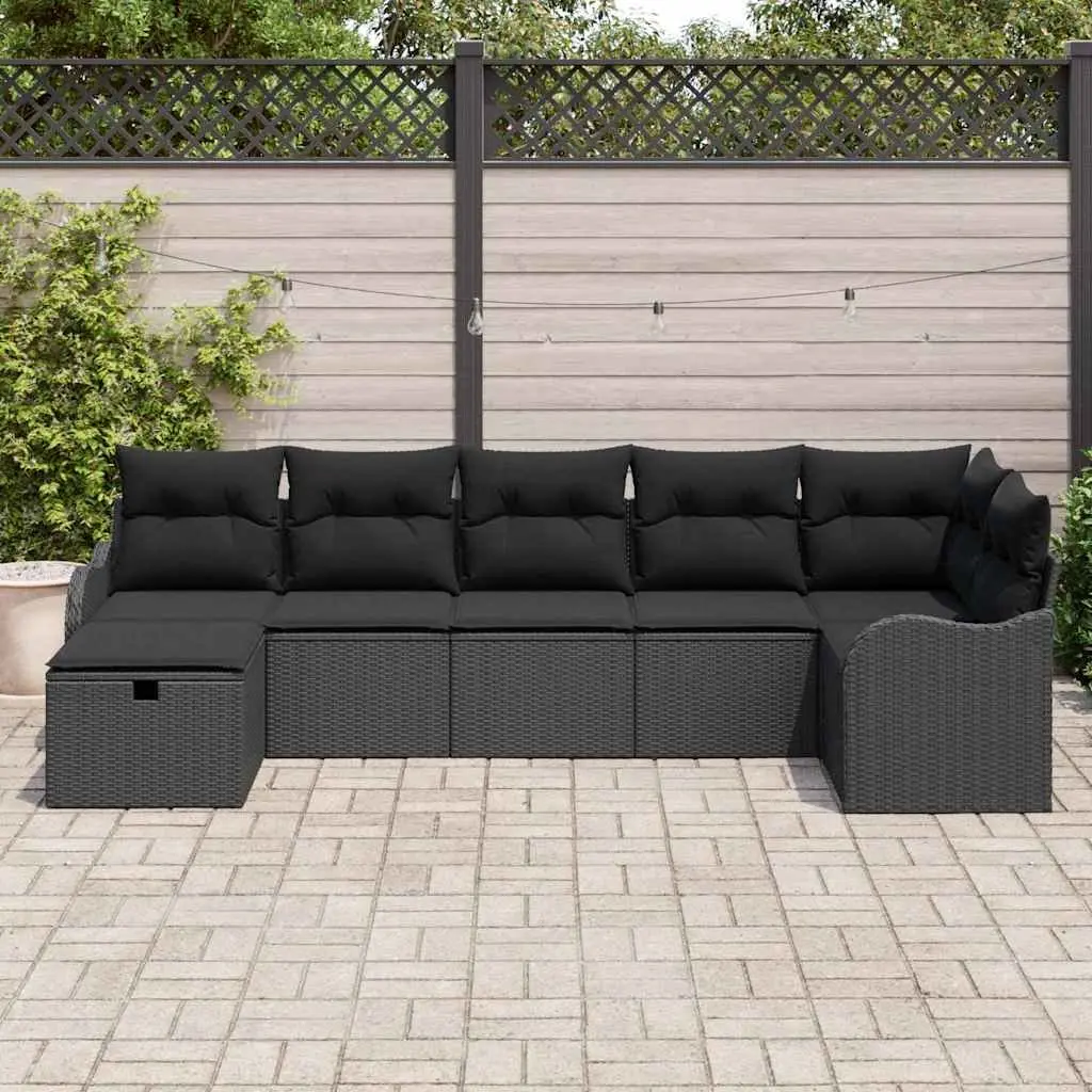 7-Piece Modular Garden Sofa Set with Cushions in Grey