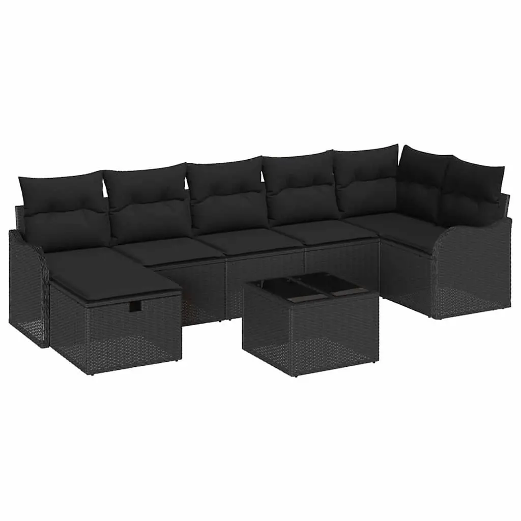 Modular Garden Sofa Set Poly Rattan 8 Pieces Outdoor Furniture Black
