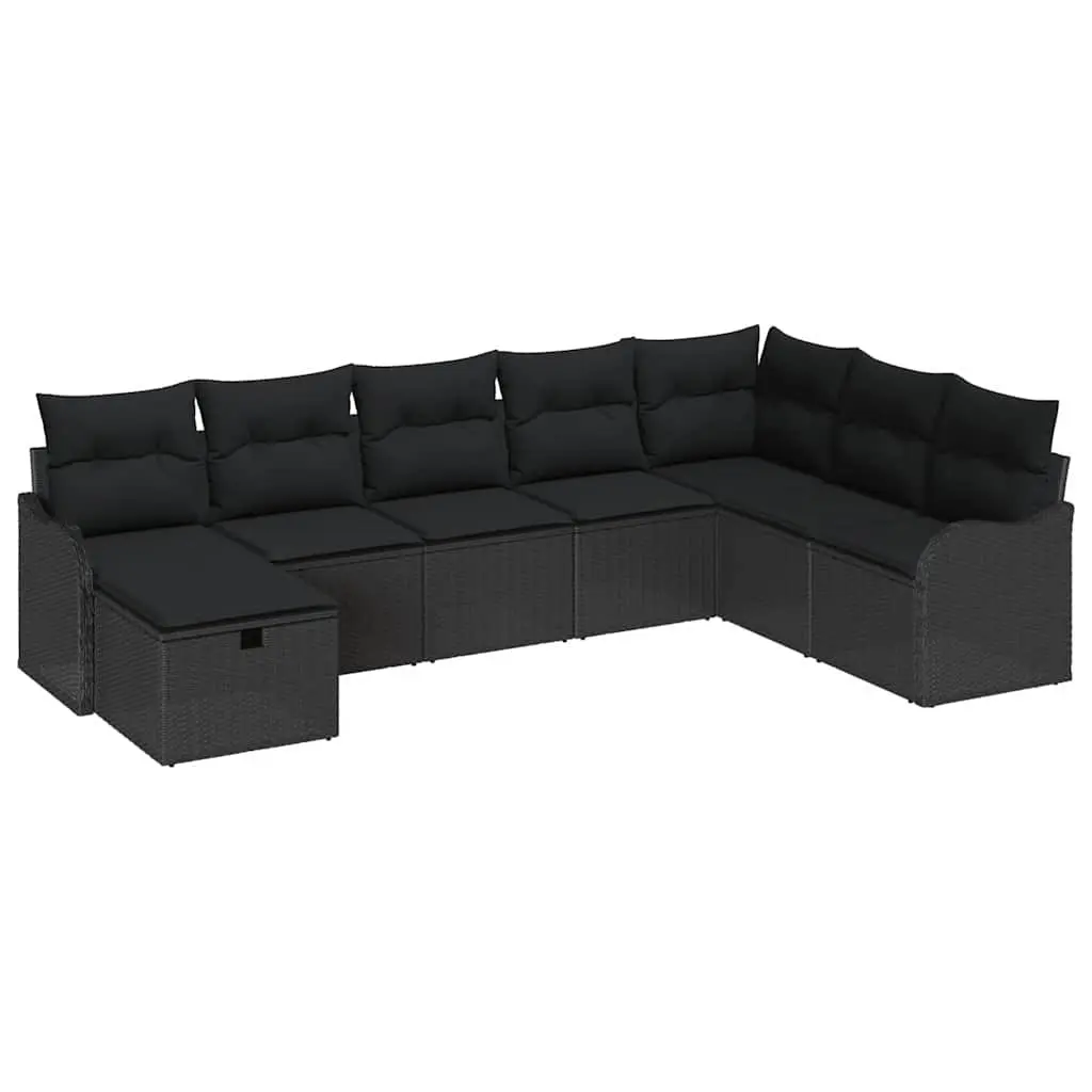 8-Piece Modular Garden Sofa Set in Black