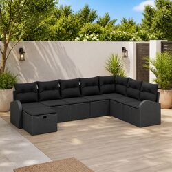 Sturdy 8-Piece Modular Garden Sofa Set in Black