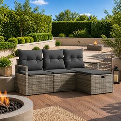 4-Piece Outdoor Lounge Furniture Set with Cushions