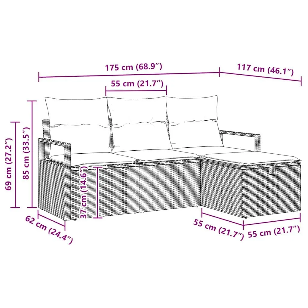 Modular Garden Sofa Set with Durable Black Poly Rattan