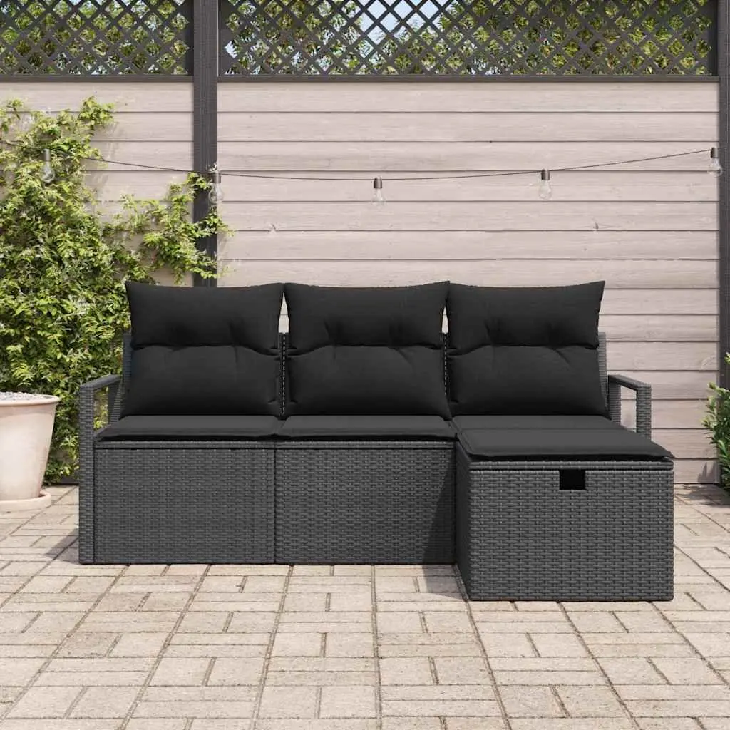Modular Garden Sofa Set with Durable Black Poly Rattan