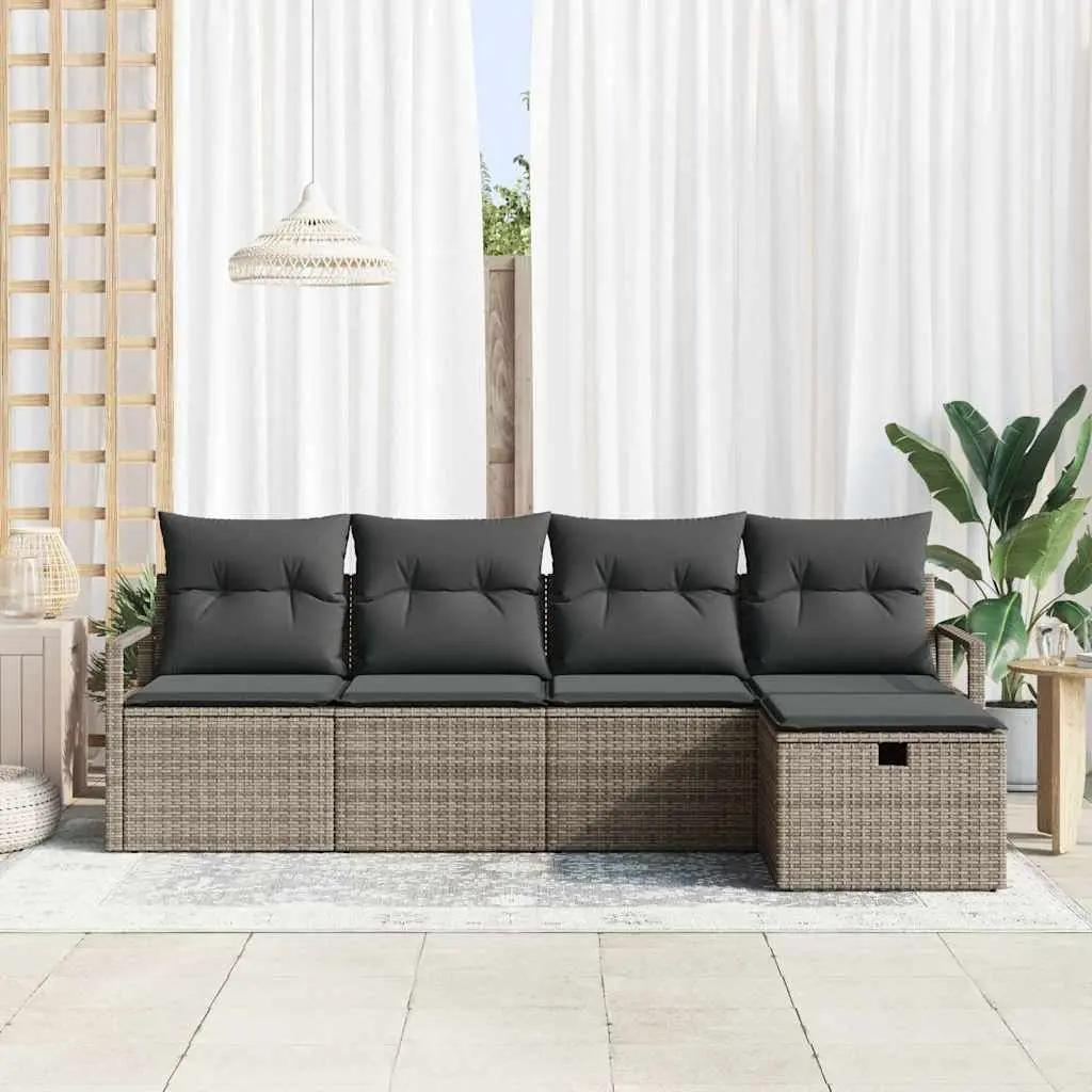 5-Piece Grey Modular Garden Sofa Set