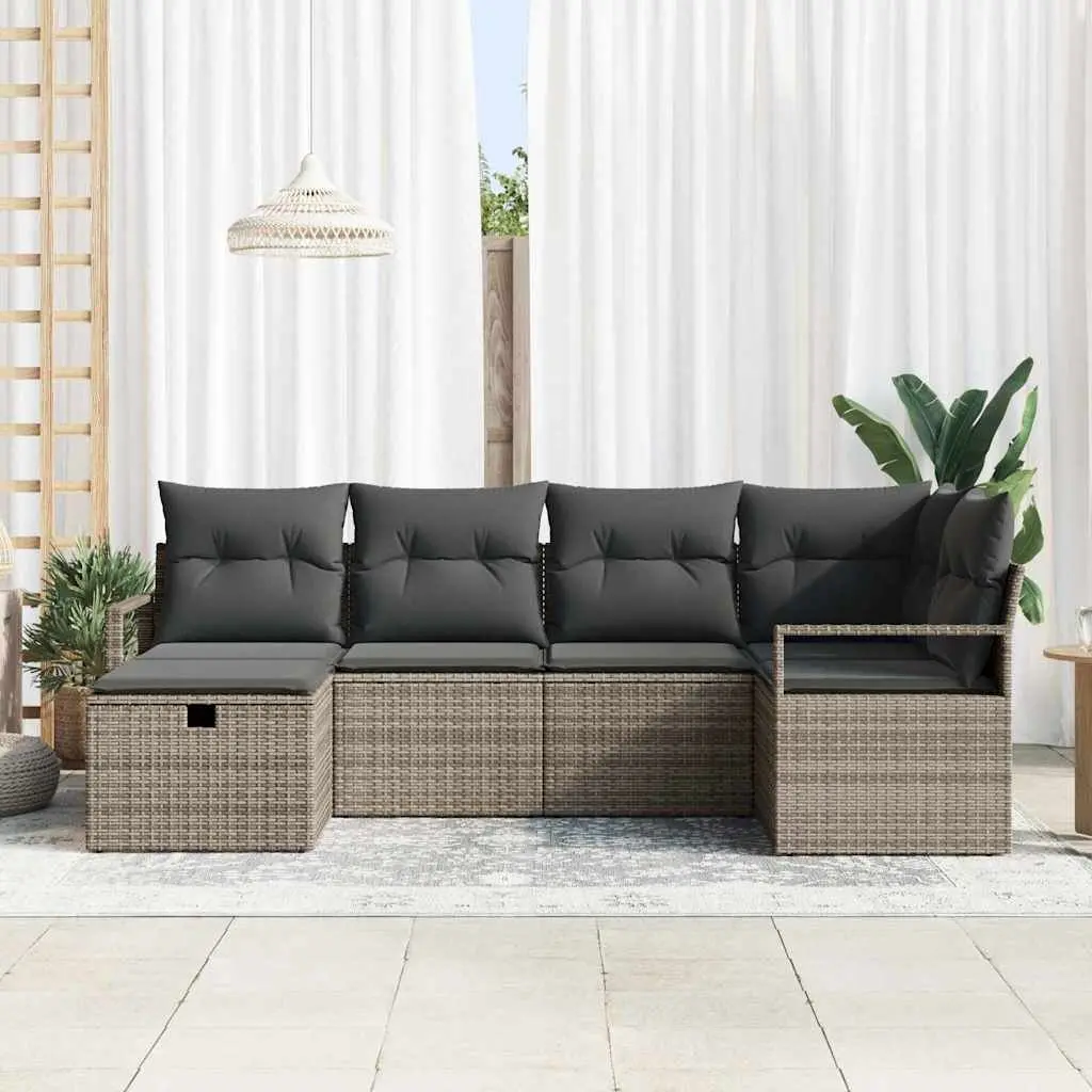 6-Piece Modular Garden Sofa Set in Grey