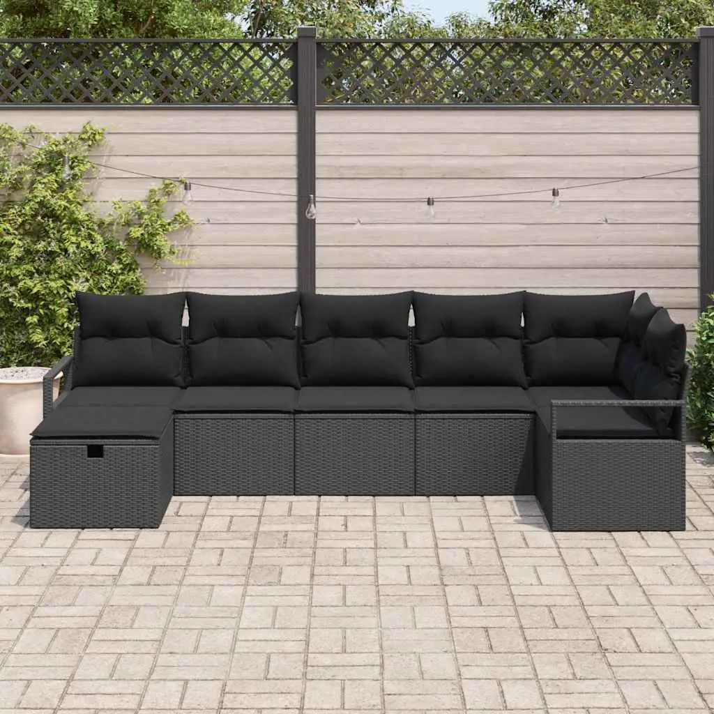 5-Piece Modular Outdoor Sofa Set in Black Rattan