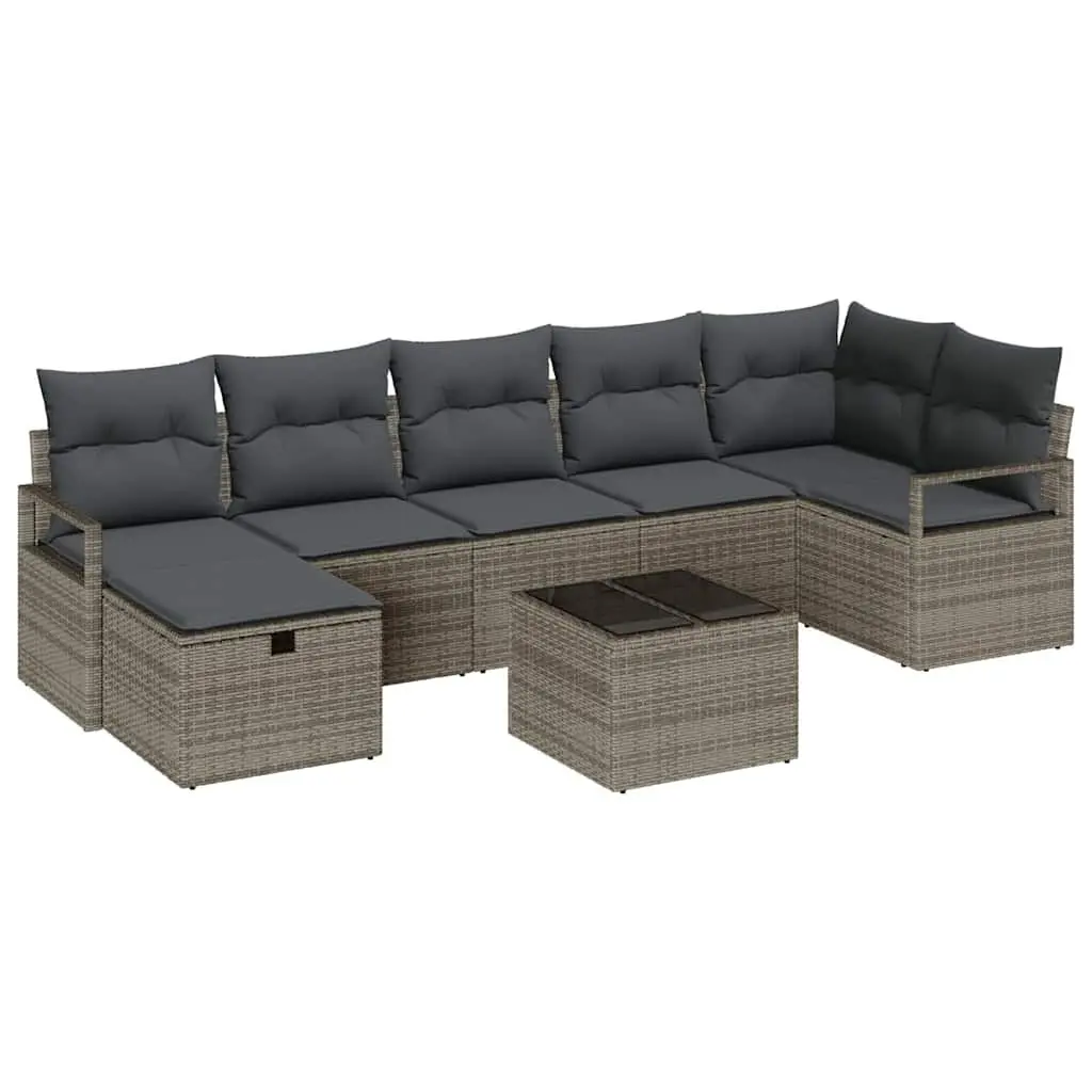 4-Piece Grey Poly Rattan Outdoor Sofa Set