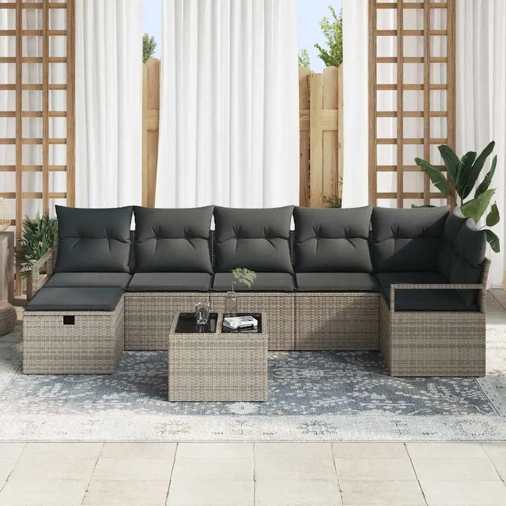 4-Piece Grey Poly Rattan Outdoor Sofa Set
