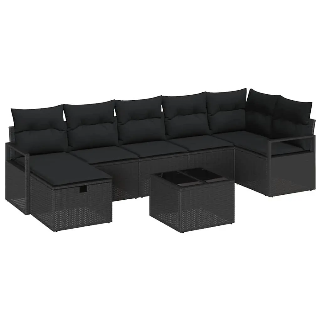 5 Piece Black Modular Outdoor Sofa Set for Gardens