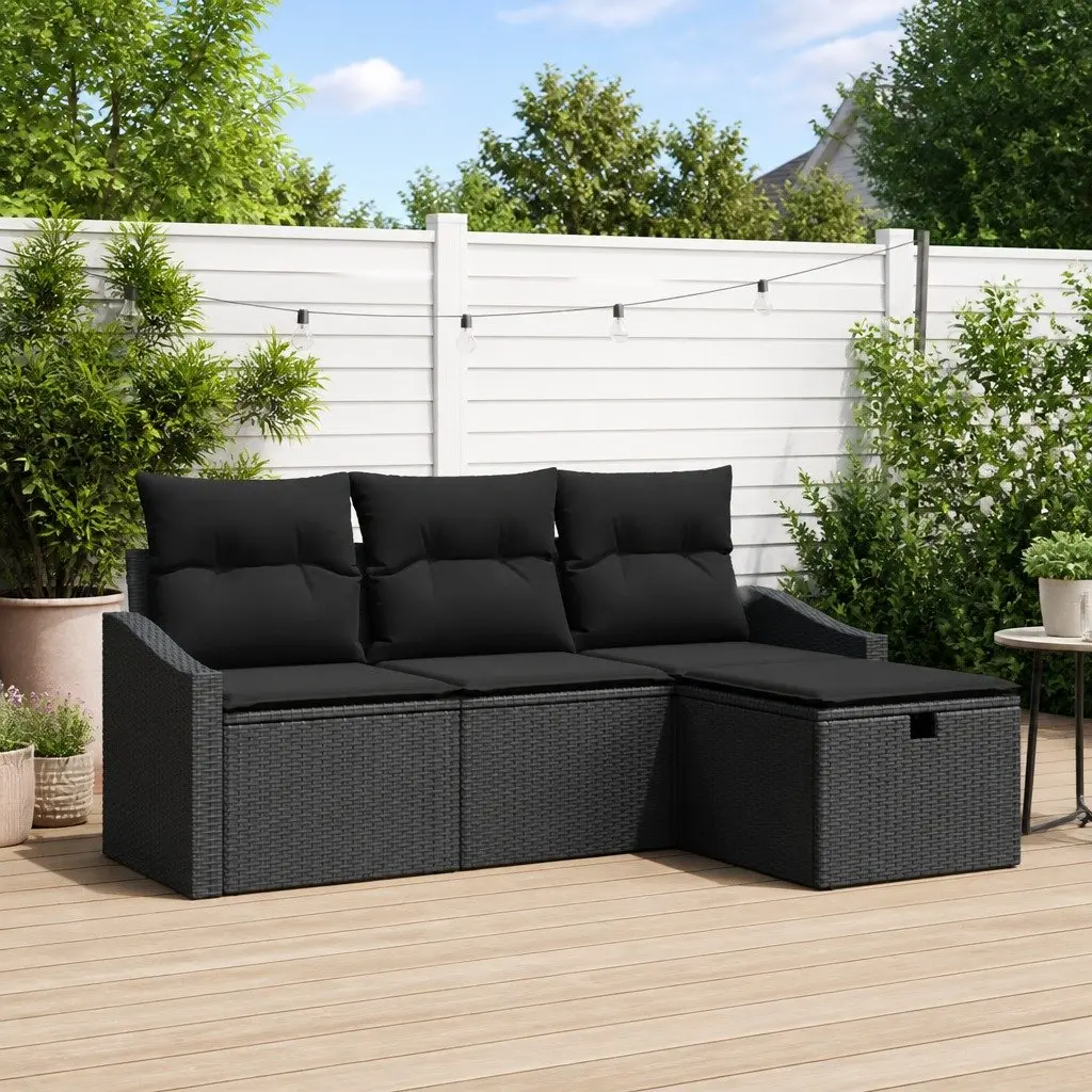 4-Piece Poly Rattan Outdoor Sofa Set
