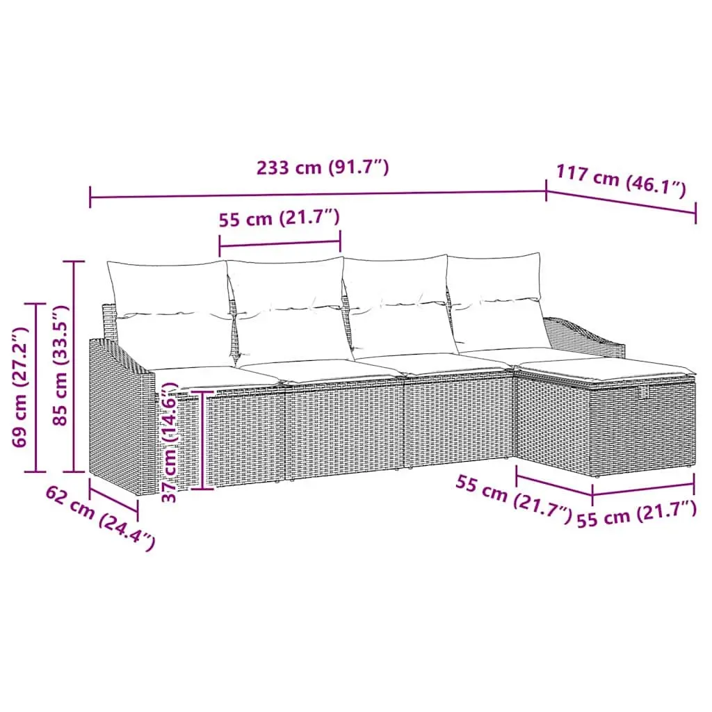 6-Piece Outdoor Sofa Set in Black