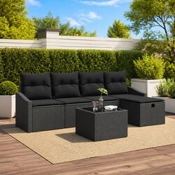 Premium Modular 6-Piece Outdoor Sofa Set in Black