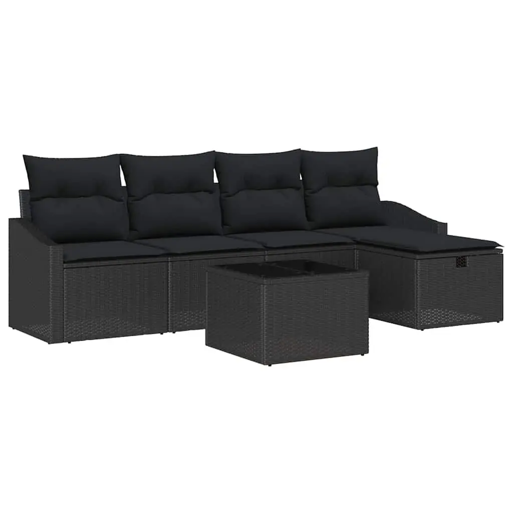 Modular 6-Piece Outdoor Sofa Set in Black