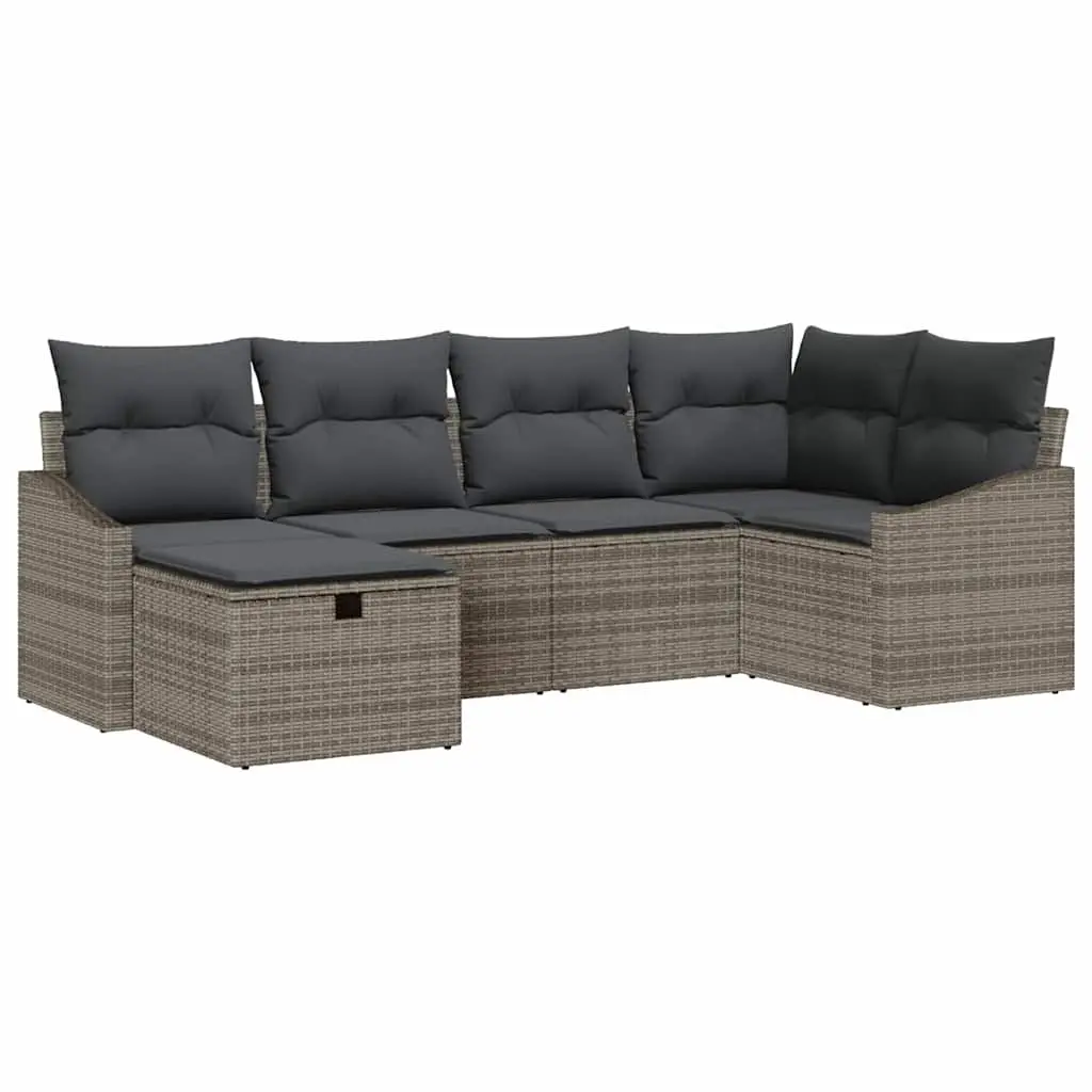 7-Piece Outdoor Sofa Set in Grey Poly Rattan