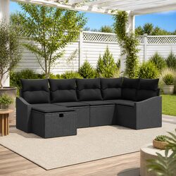 Stylish 7-Piece Outdoor Garden Sofa Set in Black