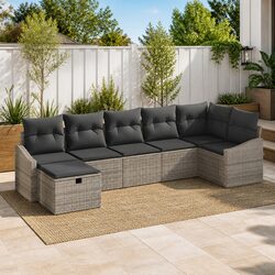 Durable 8 Piece Grey Poly Rattan Outdoor Sofa Set