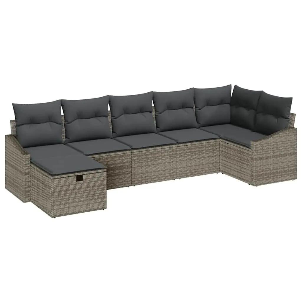Outdoor Sofa Set Poly Rattan 8 Piece Grey Garden Patio Furniture Modular Seating