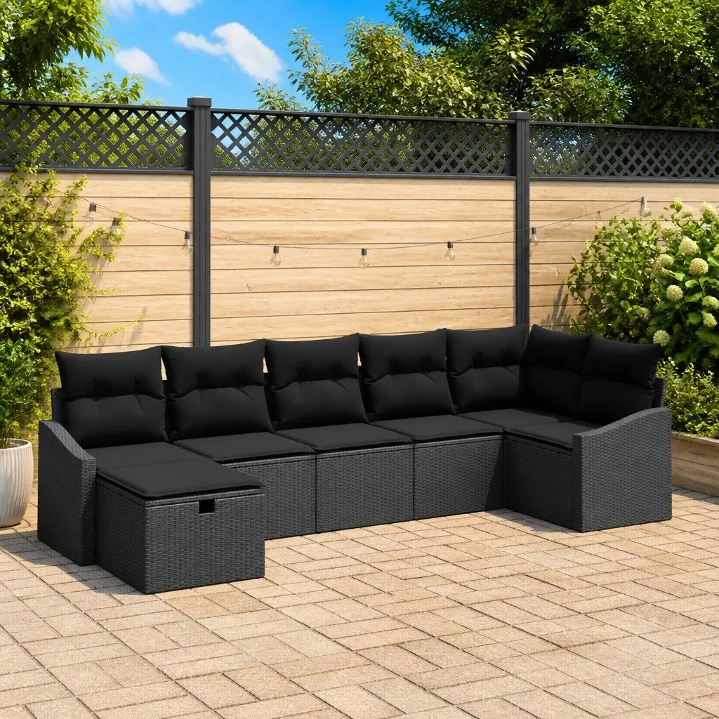 7 Piece Outdoor Sofa Set in Black