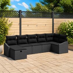 High-Quality 7 Piece Outdoor Sofa Set in Black