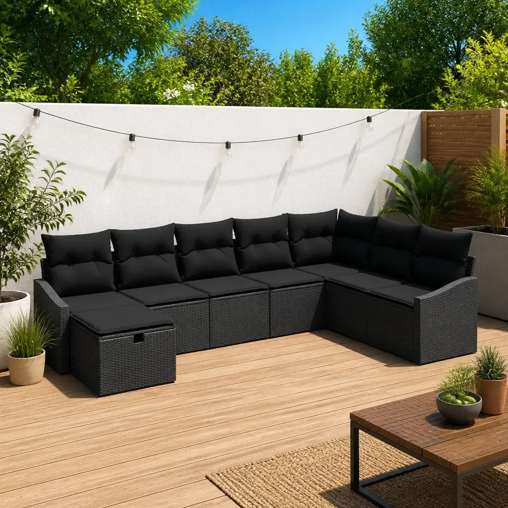 8-Piece Modular Outdoor Sofa Set with Durable Poly Rattan