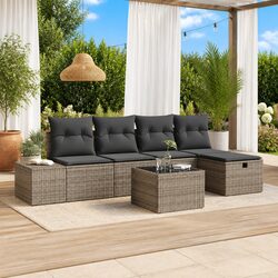 Durable 5-Piece Outdoor Sofa Set in Grey Poly Rattan