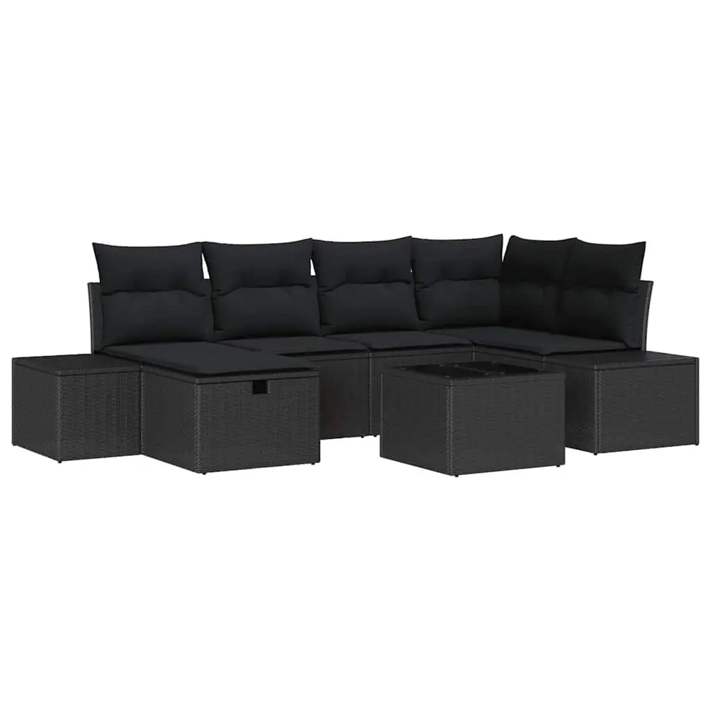 Modular Outdoor Garden Sofa Set Poly Rattan 6 Piece Black