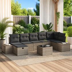 7-Piece Modular Outdoor Sofa Set in Grey Poly Rattan