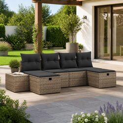 Durable 6-Piece Modular Garden Sofa Set in Grey