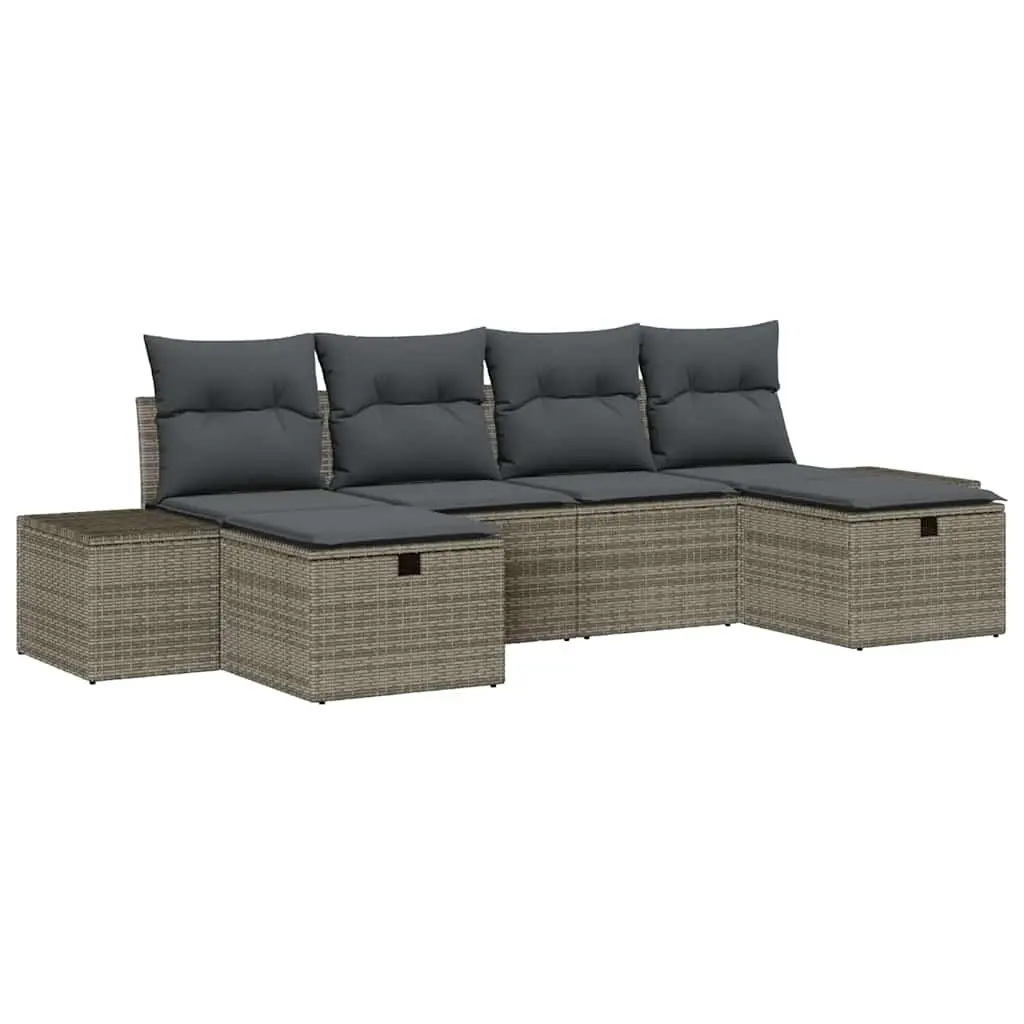 6-Piece Modular Garden Sofa Set in Grey