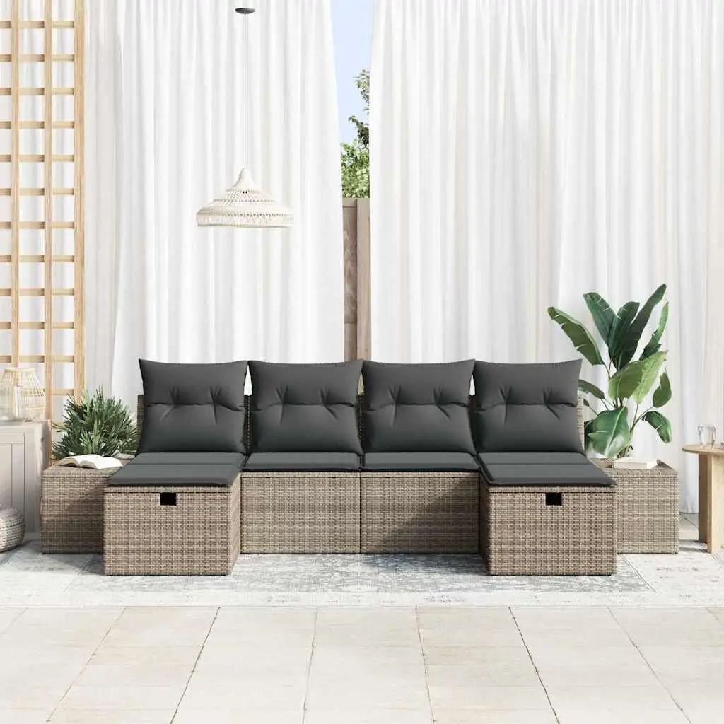 6-Piece Modular Garden Sofa Set in Grey