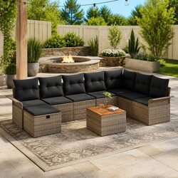 Premium 9-Piece Modular Garden Sofa Set in Grey